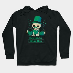 Skeleton St Patrick drinks Beer Hoodie